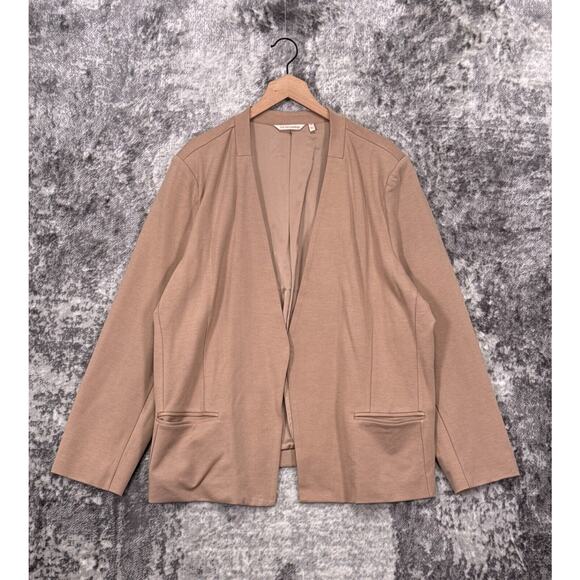 Soft Surroundings Jacket 3X Womens Brown Ponte Collarless Modern Blazer Plus Sz - Picture 1 of 8